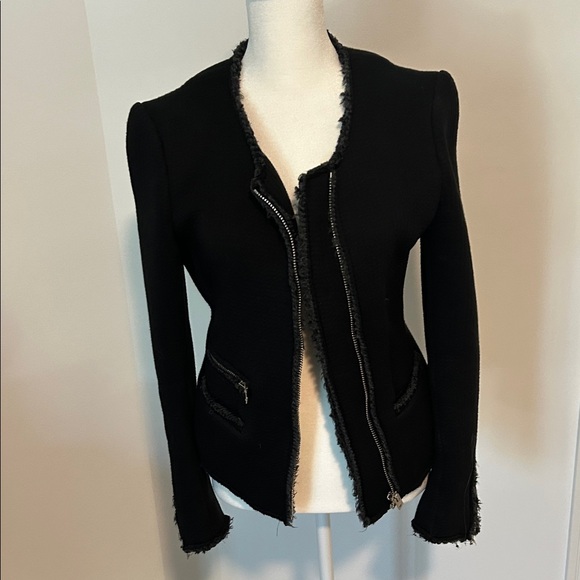 IRO Black Frayed Edge Blazer - Picture 1 of 10
